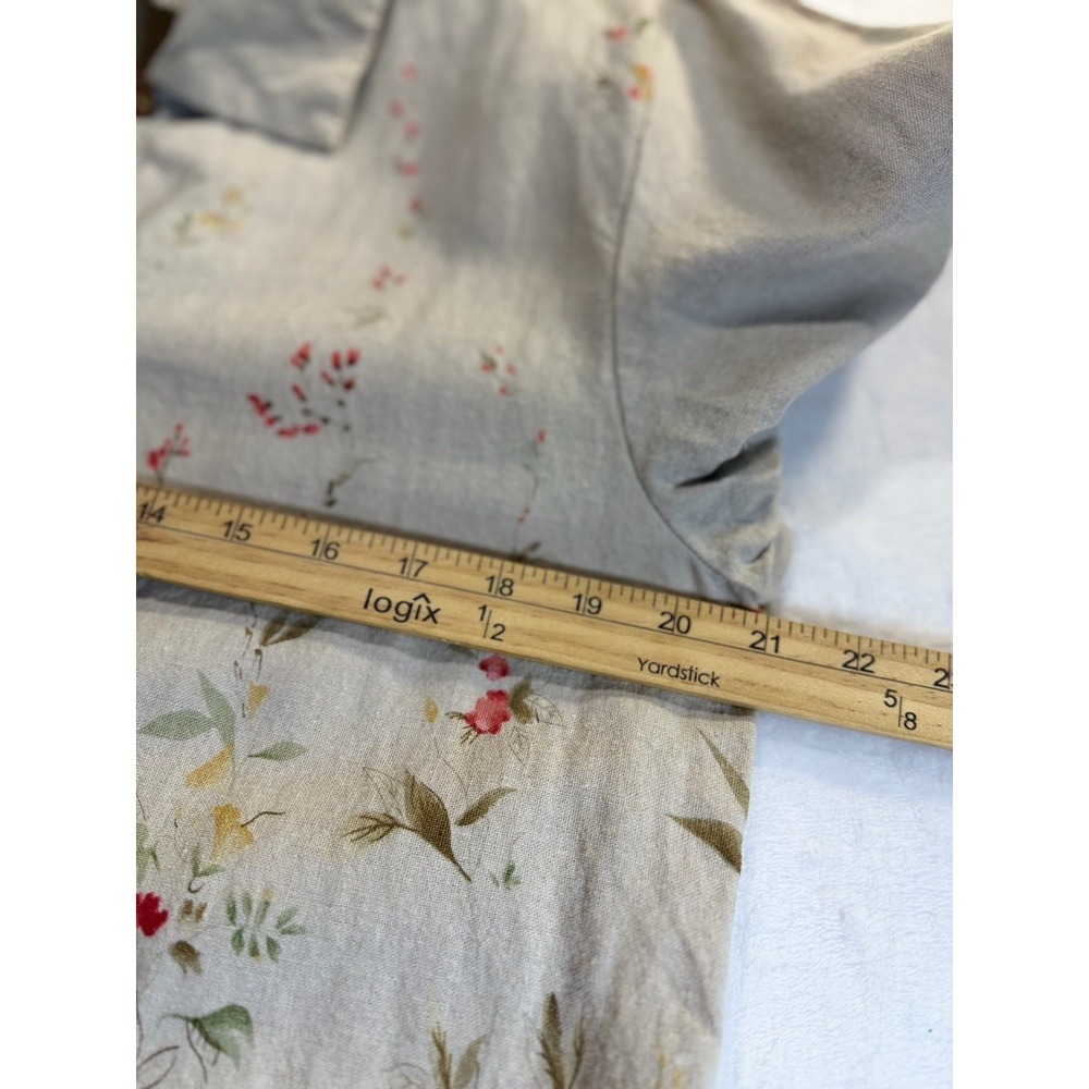 Vintage Leslie Fay Linen Blend Chore Coat Floral Tan Cottage Fairy L/XL - Picture 8 of 9